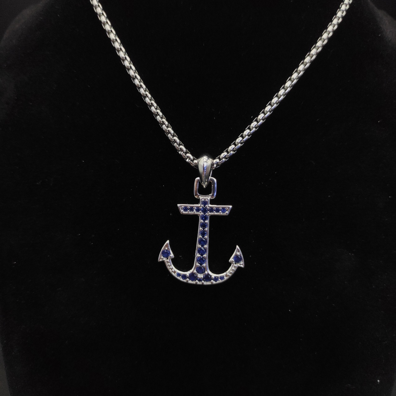 David Yurman Sea Anchor Blue Diamond Necklace with Adjustable Chain Lengths. - 图片 4
