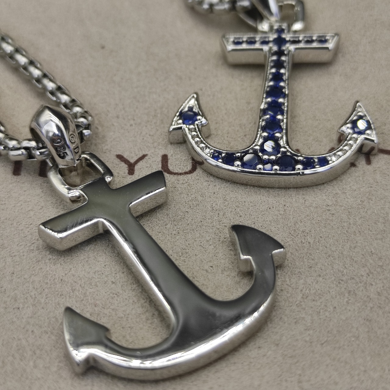 David Yurman Sea Anchor Blue Diamond Necklace with Adjustable Chain Lengths. - 图片 7
