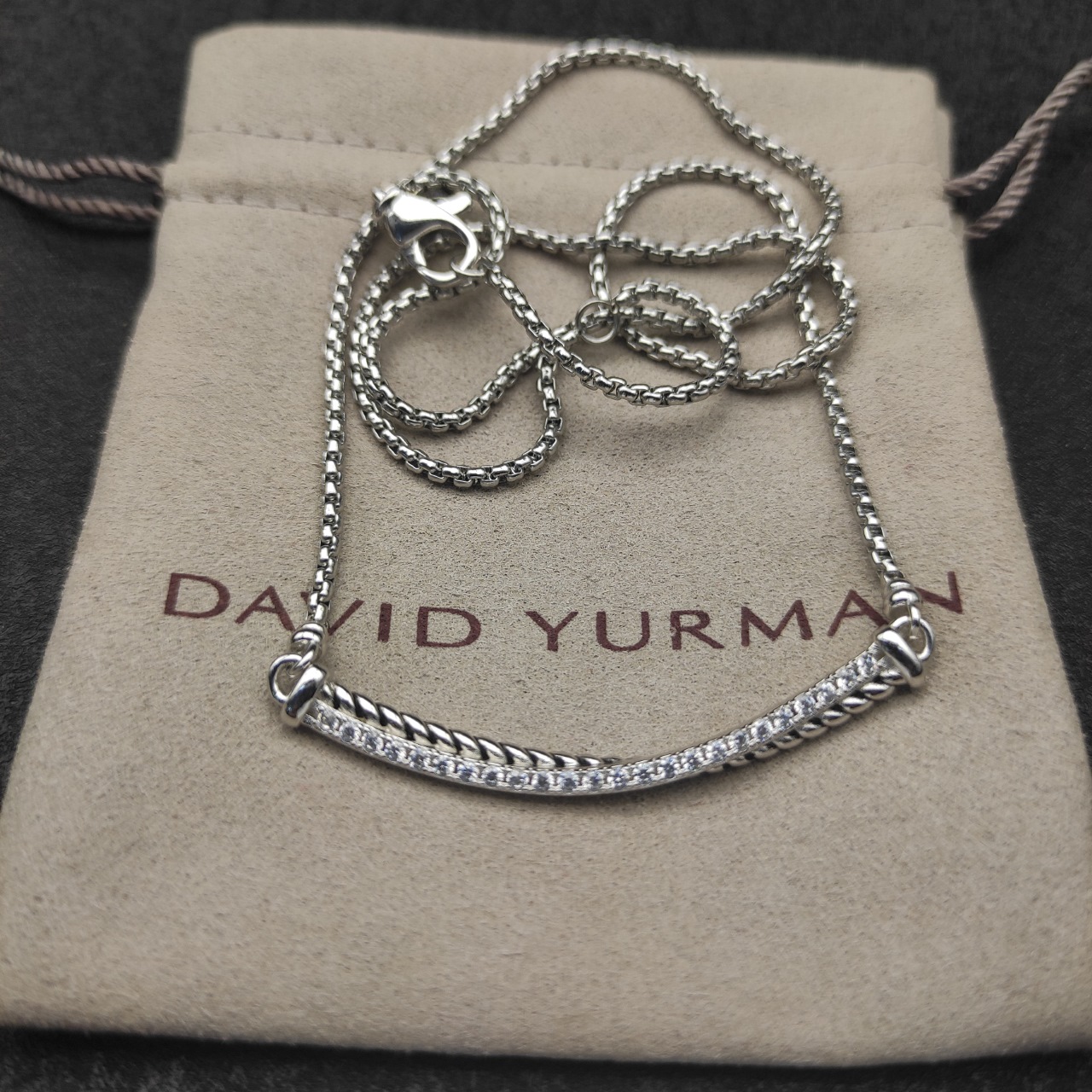 460 💰 new David Yuurman silver smile with a drill necklace. Two millimeters long, 45 plus five. DYXL-076 - 图片 5