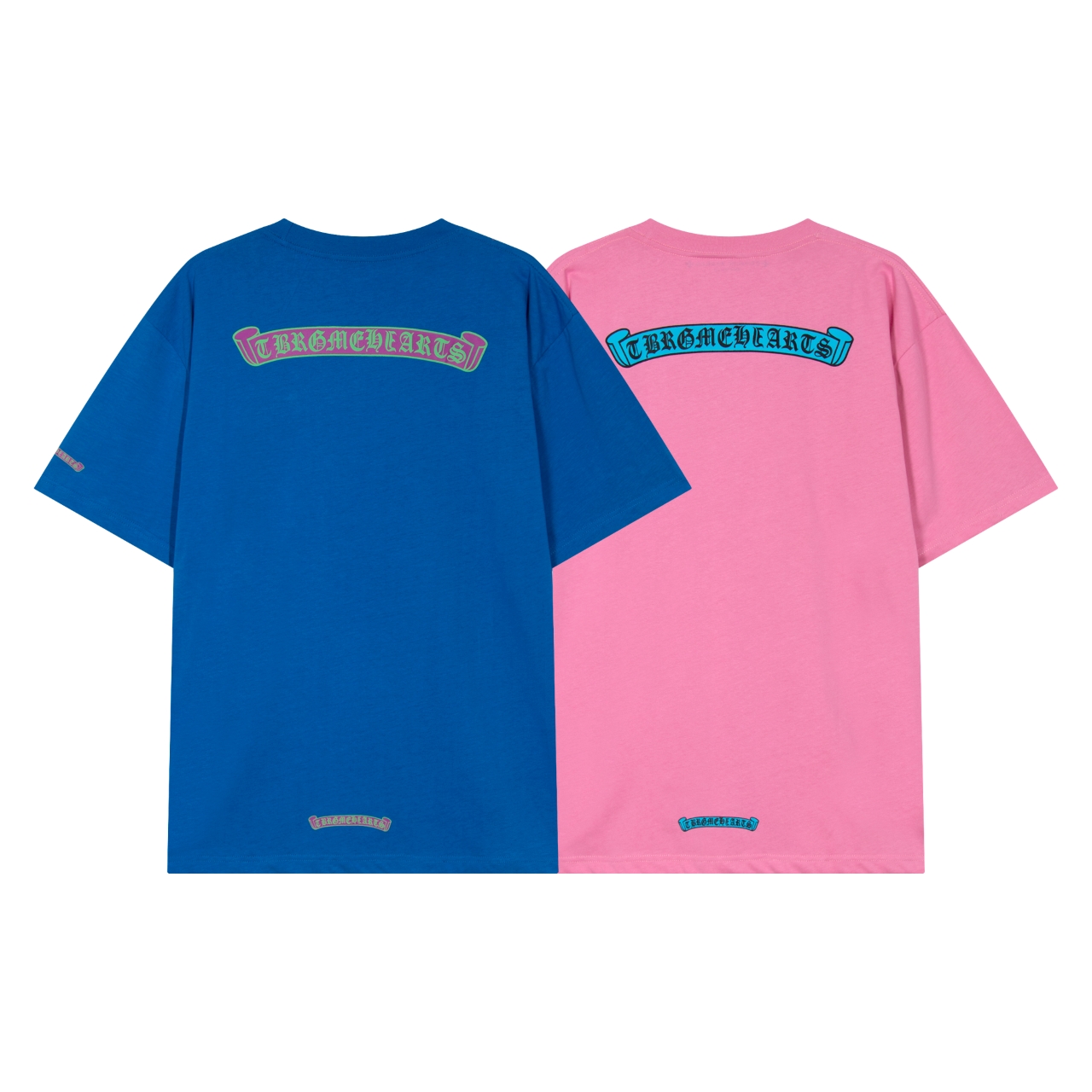 Chrome Hearts Clothing T-Shirt Blue Pink Short Sleeve