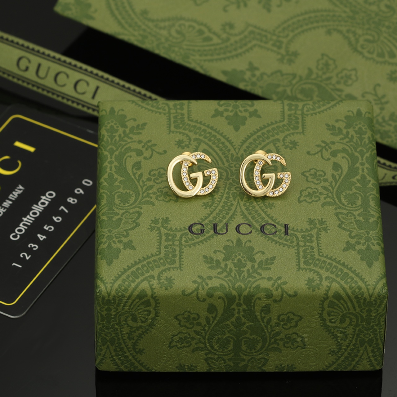 Gucci Two-Tone Crystal GG Earrings