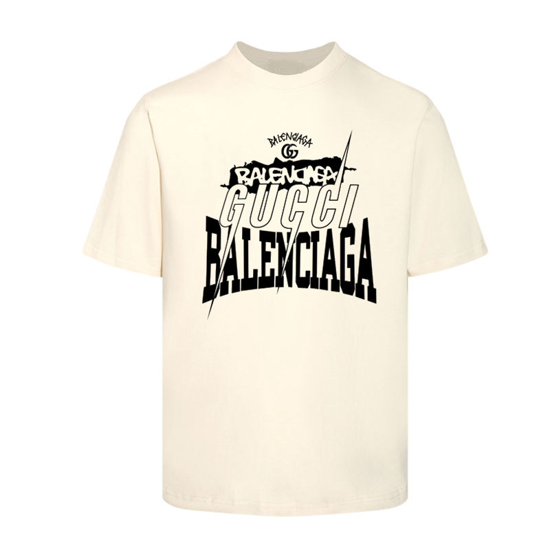 Balenciaga Clothing T-Shirt Buy best quality Replica
 Apricot Color Black Printing Unisex Cotton Spring/Summer Collection Short Sleeve