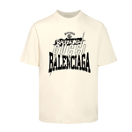 Hot Sale
 Balenciaga Shop
 Clothing T-Shirt Apricot Color Black Printing Unisex Cotton Spring/Summer Collection Short Sleeve