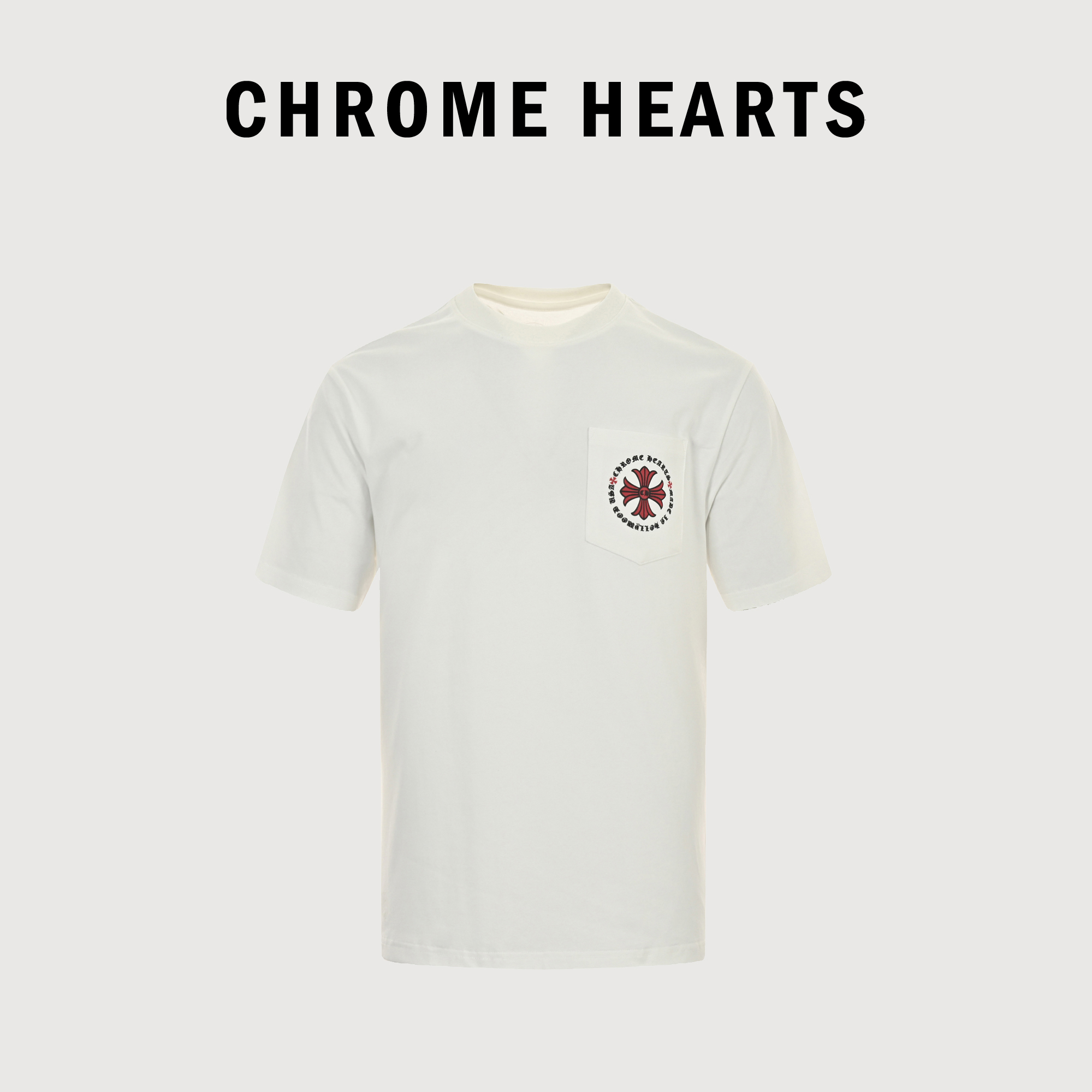 Chrome Hearts 克罗心 24SS 口袋红色十字梵文字母印花短袖T恤