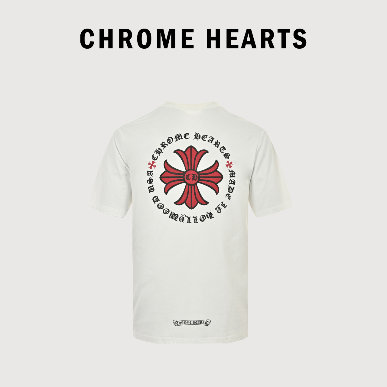 Chrome Hearts 克罗心 24SS 口袋红色十字梵文字母印花短袖T恤