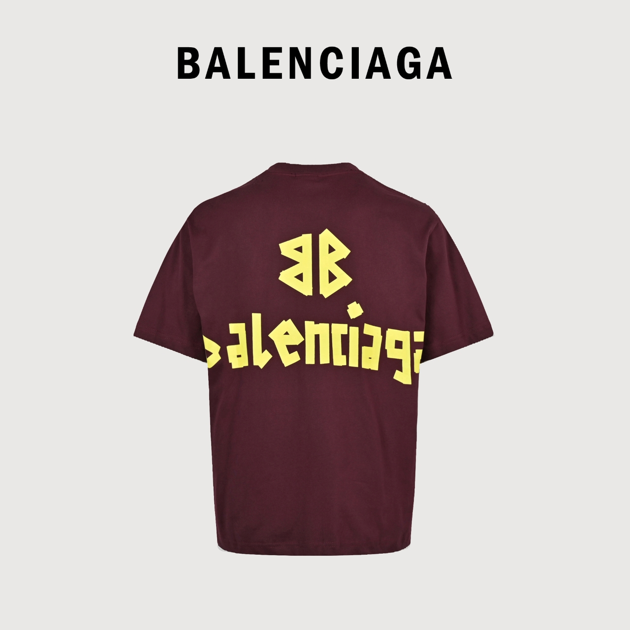 Balenciaga巴黎世家BLCG 24ss 枣红色胶带字母短袖T恤