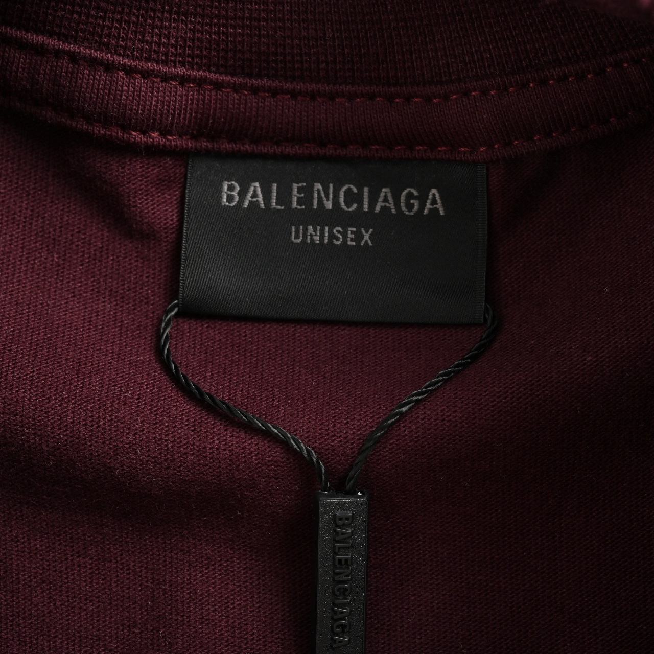Balenciaga巴黎世家BLCG 24ss 枣红色胶带字母短袖T恤