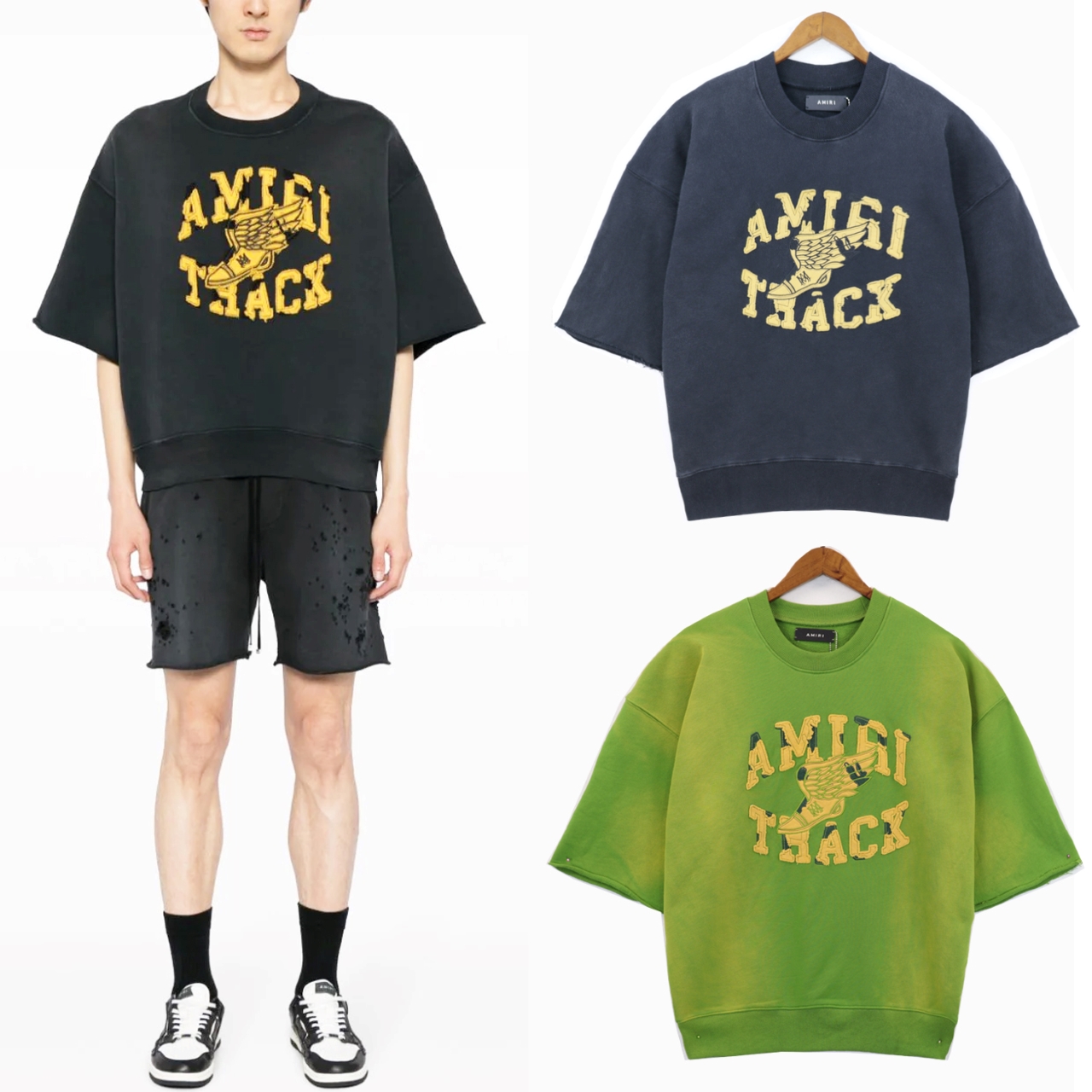 Protective Clothing: Amiri Suit in 320g Fabric, Black & Green, Sizes SM-XL