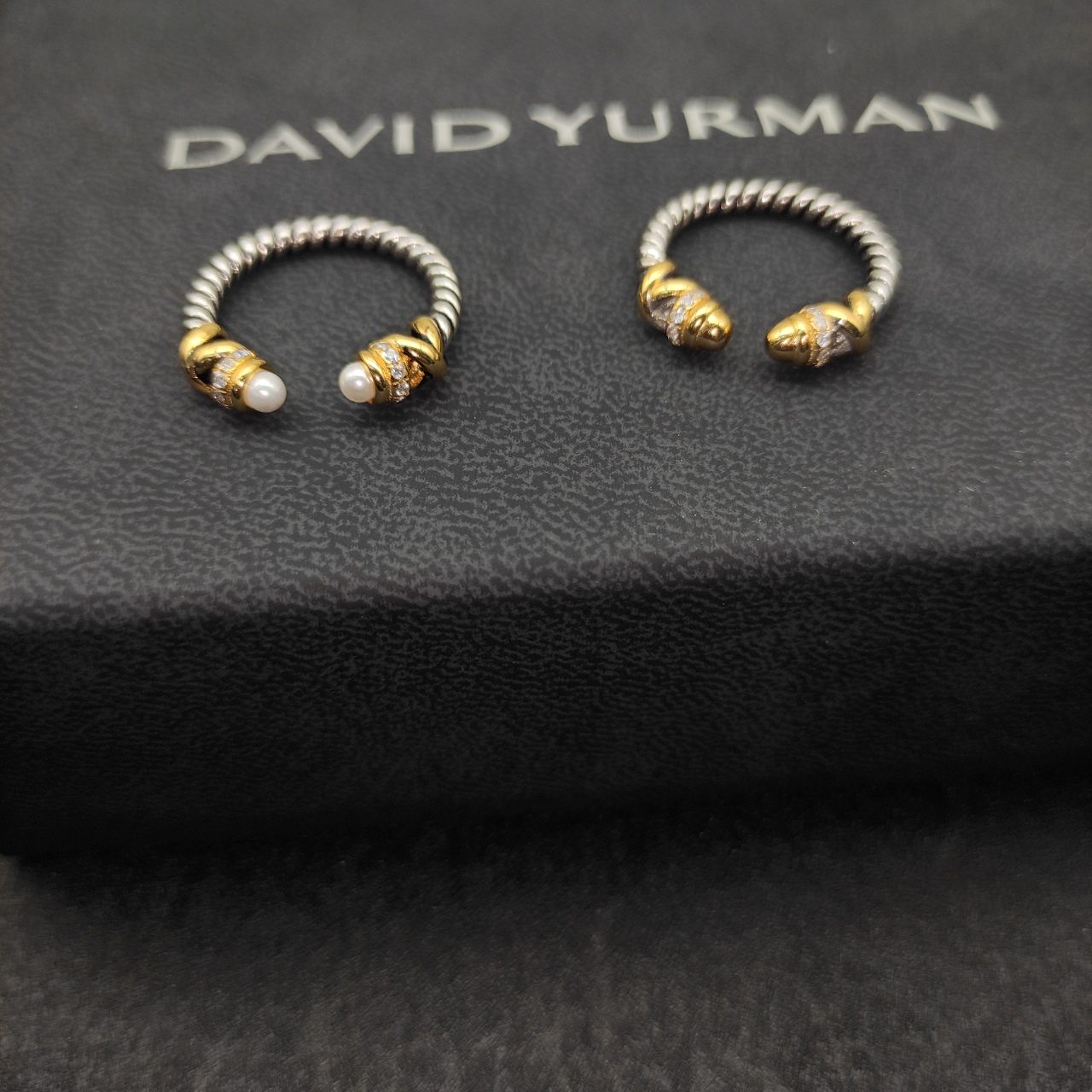 David Yurman Pearl Circle Ring in Wire Entangled Style, Sizes 6-9, Dimensions: 4 Beauties - 图片 3