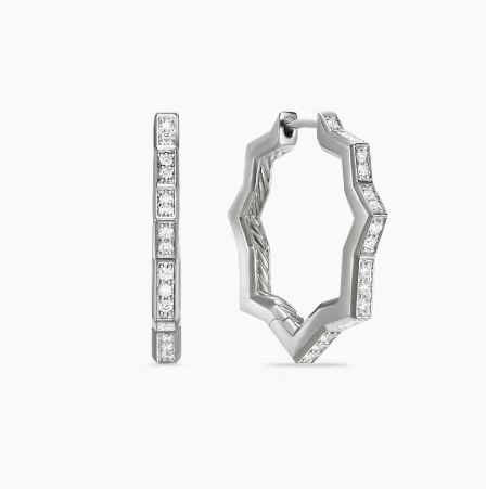 NO:110094,New David Yurman22.8mm*2.6mm Silver Hexagonal Earrings., Jewelry Boutique, earrings19860909上新 David Yurman22.8mm*2.6mm 银色六角形耳环.,饰品精品,earrings,Jewelry