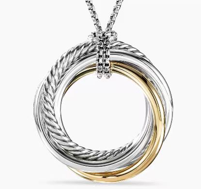 NO:110091,David Yurman 37mm four-ring color separation necklace. Chain is 1.5mm thick, length is 90cm adjustable, jewelry quality, necklace19860909David Yurman 37mm四环分色项链. 链条粗1.5mm,长度90cm可调节,饰品精品,necklace,Jewelry