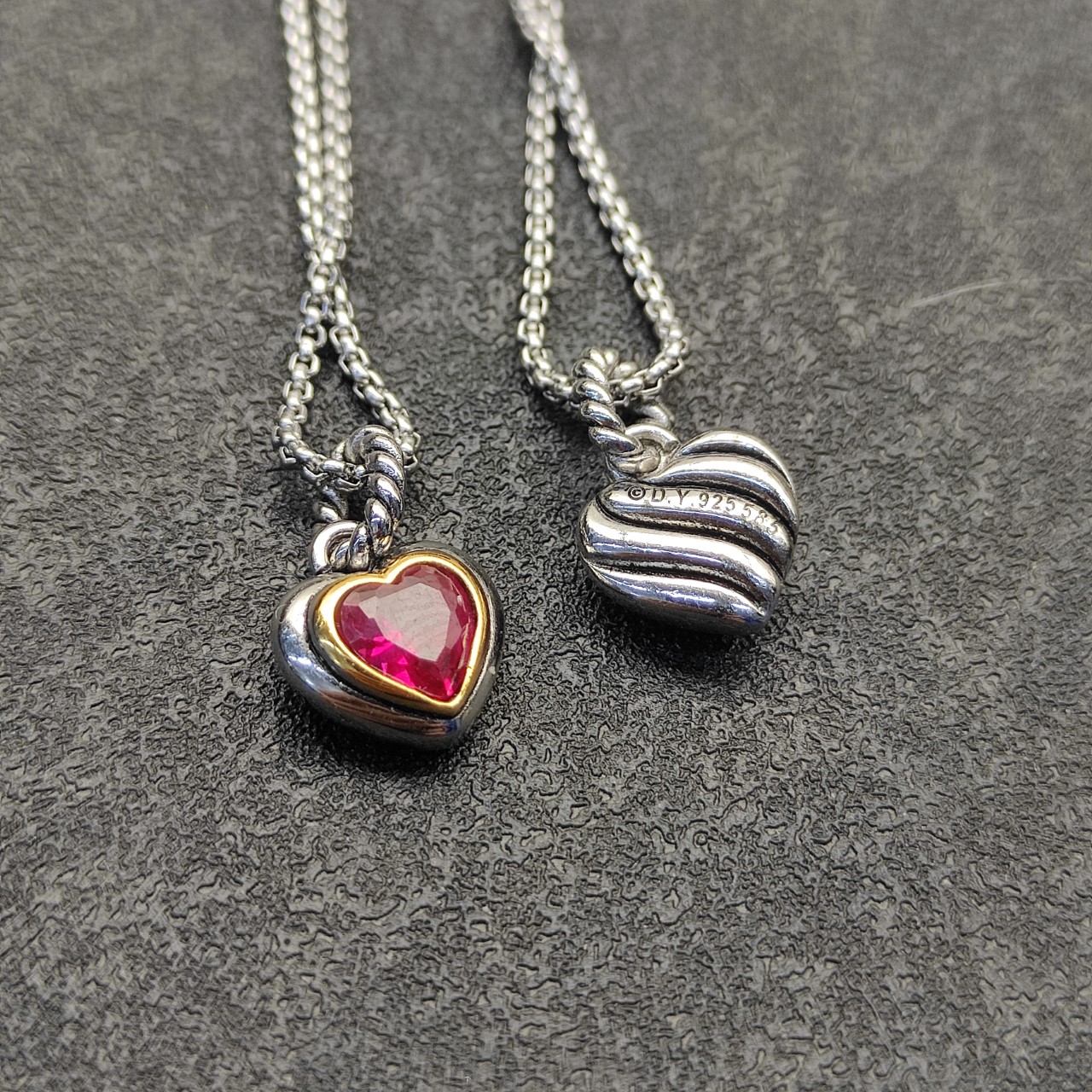 NO:110089,New David Yurman 17mm*11mm Love Red Diamond Necklace. Chain is thick 1.5mm, length 45 5cm delay chain, jewelry quality, necklace19860909上新David Yurman 17mm*11mm 爱心红钻项链.链条粗1.5mm,长度45 5cm延迟链,饰品精品,necklace,Jewelry