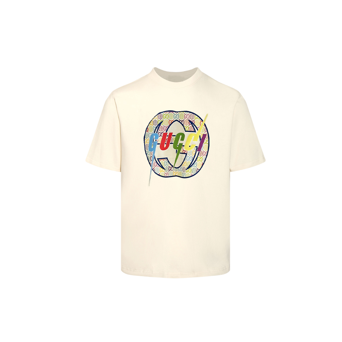 Camiseta de manga corta con cuello redondo y estampado clásico de GUCCI y Balenciaga 2024 primavera/verano, confecciona…
