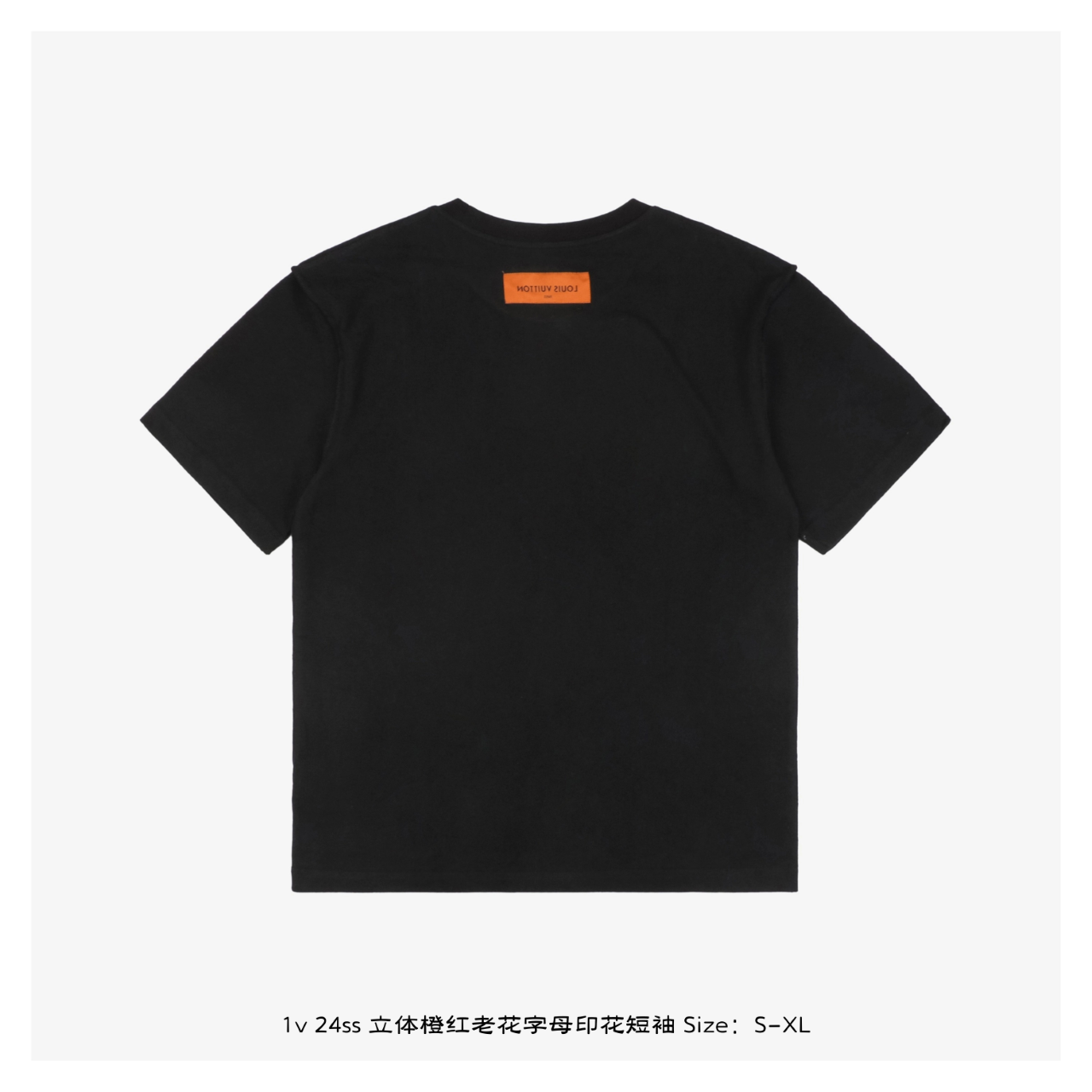 1v 24ss立体橙红老花字母印花短袖
