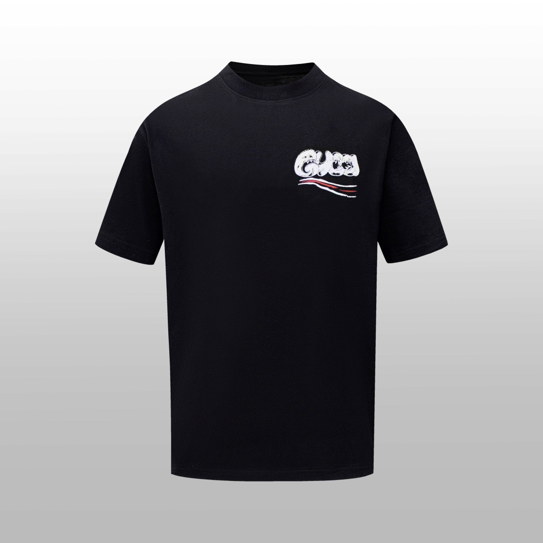 GUCCI Gucci x Balenciaga 2024 primavera/verano camiseta clásica de cuello redondo de manga corta, tela de algodón peina…