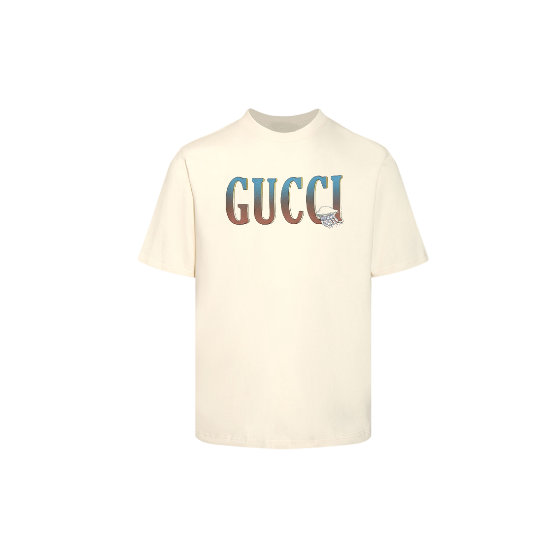 GUCCI Gucci 2024 primavera/verano camiseta clásica de cuello redondo de manga corta, tela de algodón peinado de doble h…