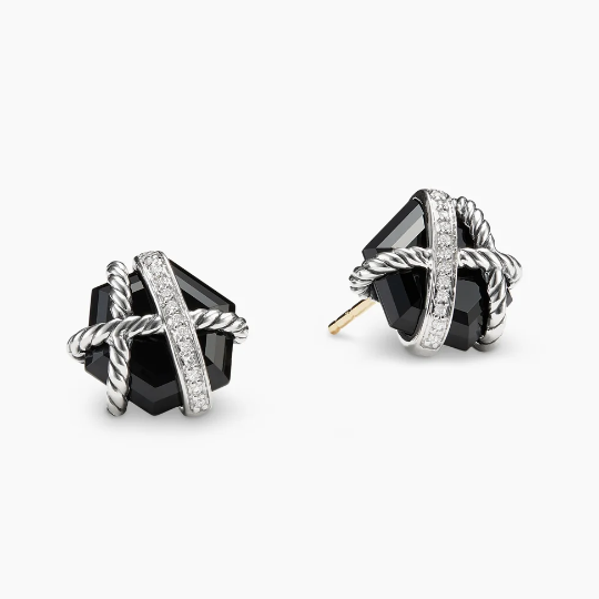 NO:110075,New. David Yurman Hexagonal Diamond Black Agate Earrings Size 11mm, Premium Jewelry19860909上新.David Yurman 六角钻黑玛瑙耳钉 尺寸11mm,饰品精品,Jewelry