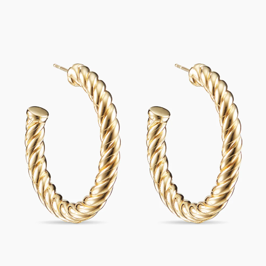 NO:110066,New.David Yurman Gold Bandwidth Earrings Size 40x5.8mm, Earrings19860909上新.David Yurman 金色大纽线耳环 尺寸40x5.8mm,饰品精品,earrings,Jewelry