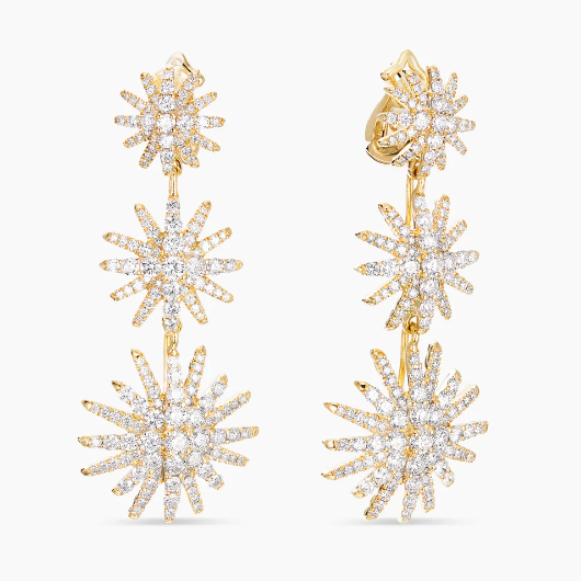 NO:107918,V-gold material is new. David Yurman Golden Sunflower Triple Earrings Size length 51mm, jewelry fine, earrings19860909V金材质上新.David Yurman 金色太阳花三重耳环 尺寸长度51mm,饰品精品,earrings,Jewelry