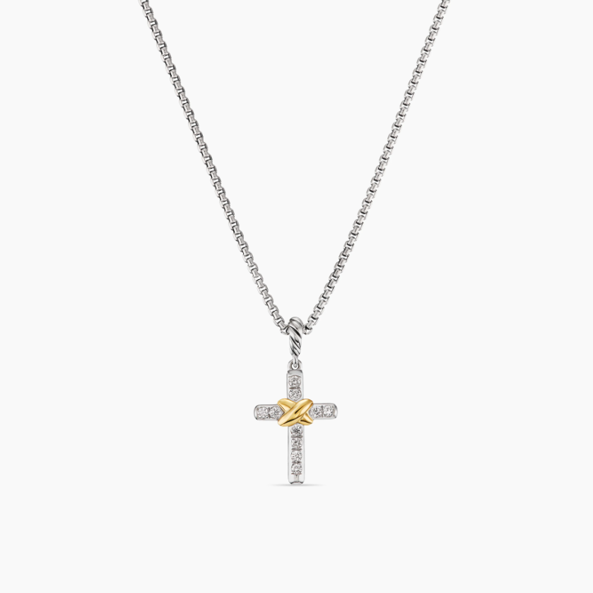 NO:109622,David Yurman Small x Cross with Drill Necklace. Chain thickness 1.5mm, length 45 5cm delay chain No. DYXL-099, jewelry fine, necklace19860909David Yurman 小号x十字架带钻项链.链条粗1.5mm,长度45 5cm延迟链 编号DYXL-099,饰品精品,necklace,Jewelry