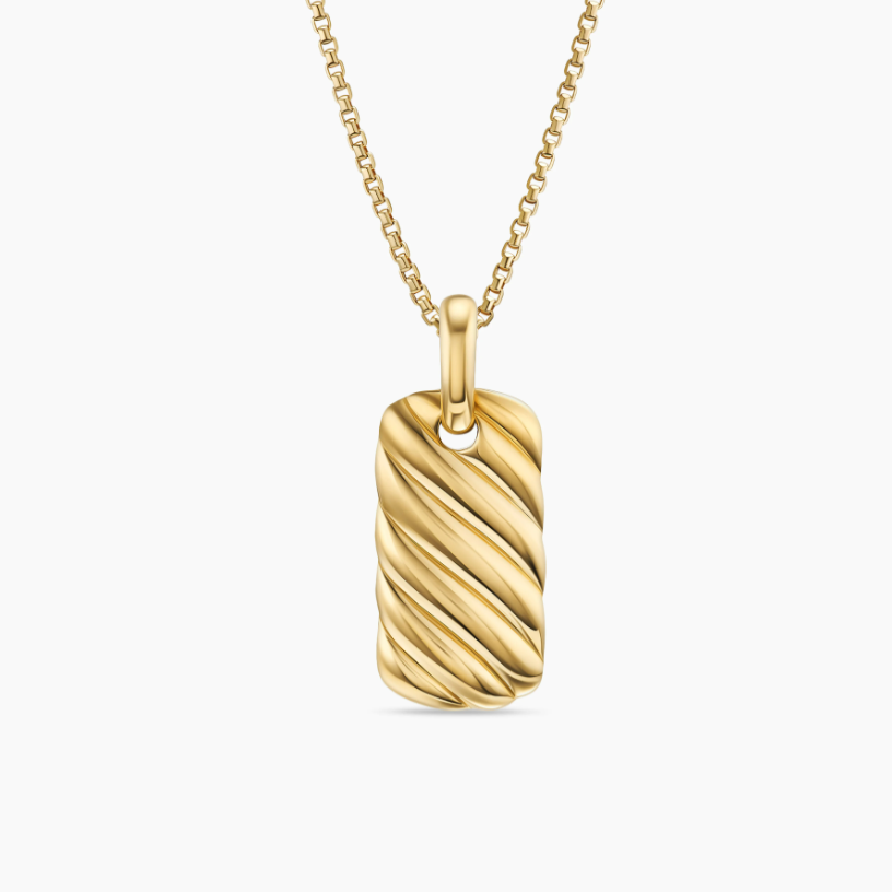 NO:108003,David Yurman Golden Square Wave Necklace. Chain is 3mm thick, length 50 5cm, jewelry quality, necklace19860909David Yurman 金色方牌波浪项链.链条粗3mm,长度50 5cm,饰品精品,necklace,Jewelry