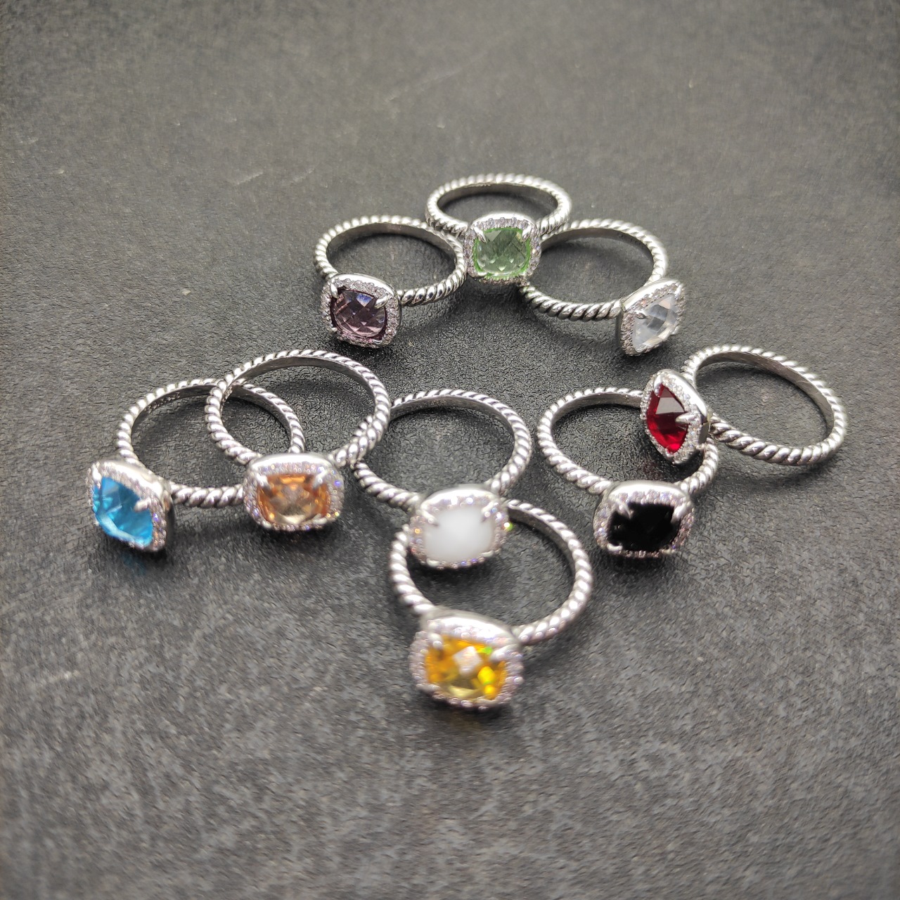 David Yurman Quadrilateral Diamond Ring with Multiple Gemstones and Nine Styles Available - 图片 5