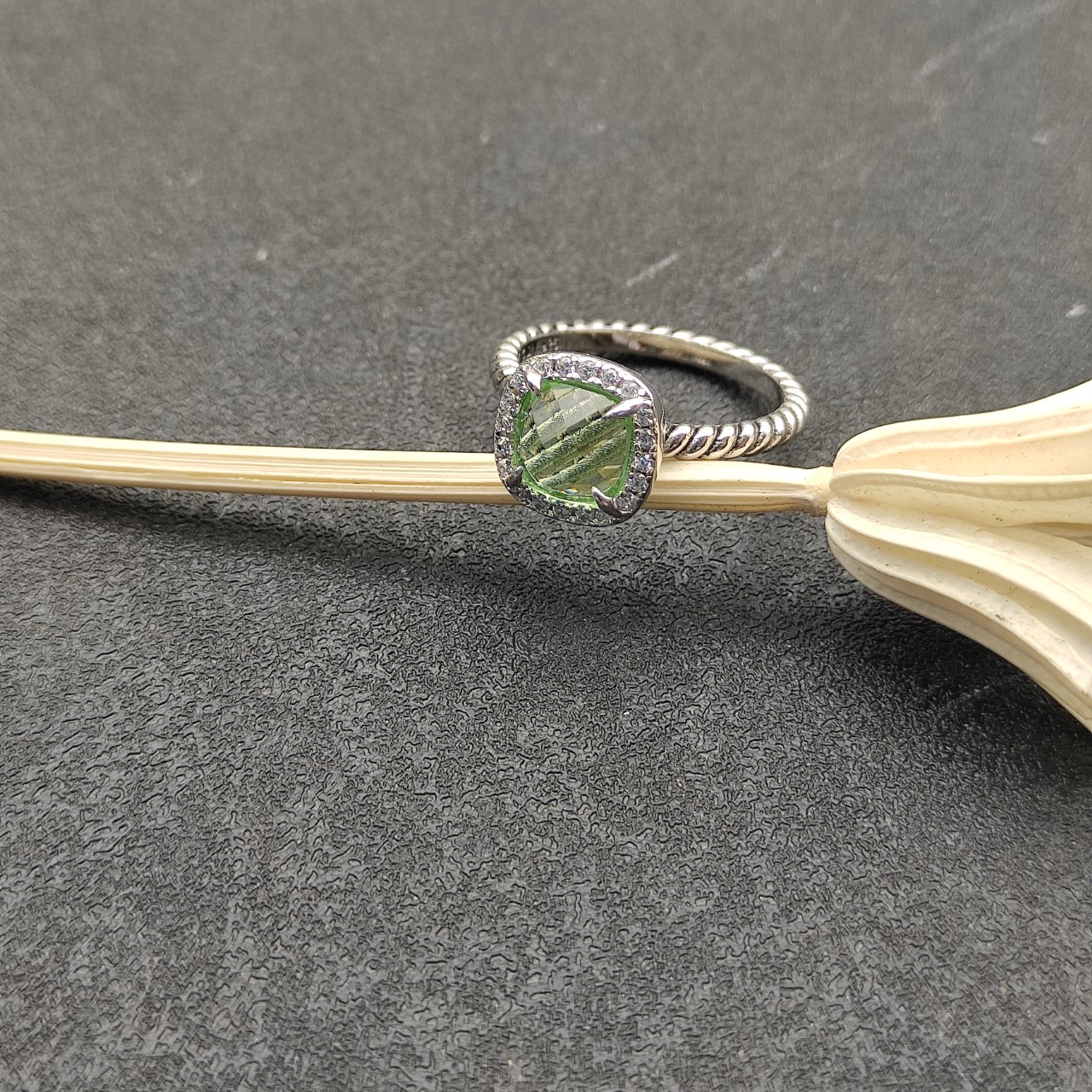 David Yurman Quadrilateral Green Diamond Ring, Size 6-9, DYJZ-077 - 图片 2