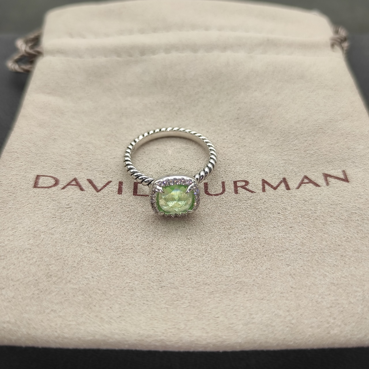 David Yurman Quadrilateral Green Diamond Ring, Size 6-9, DYJZ-077 - 图片 3