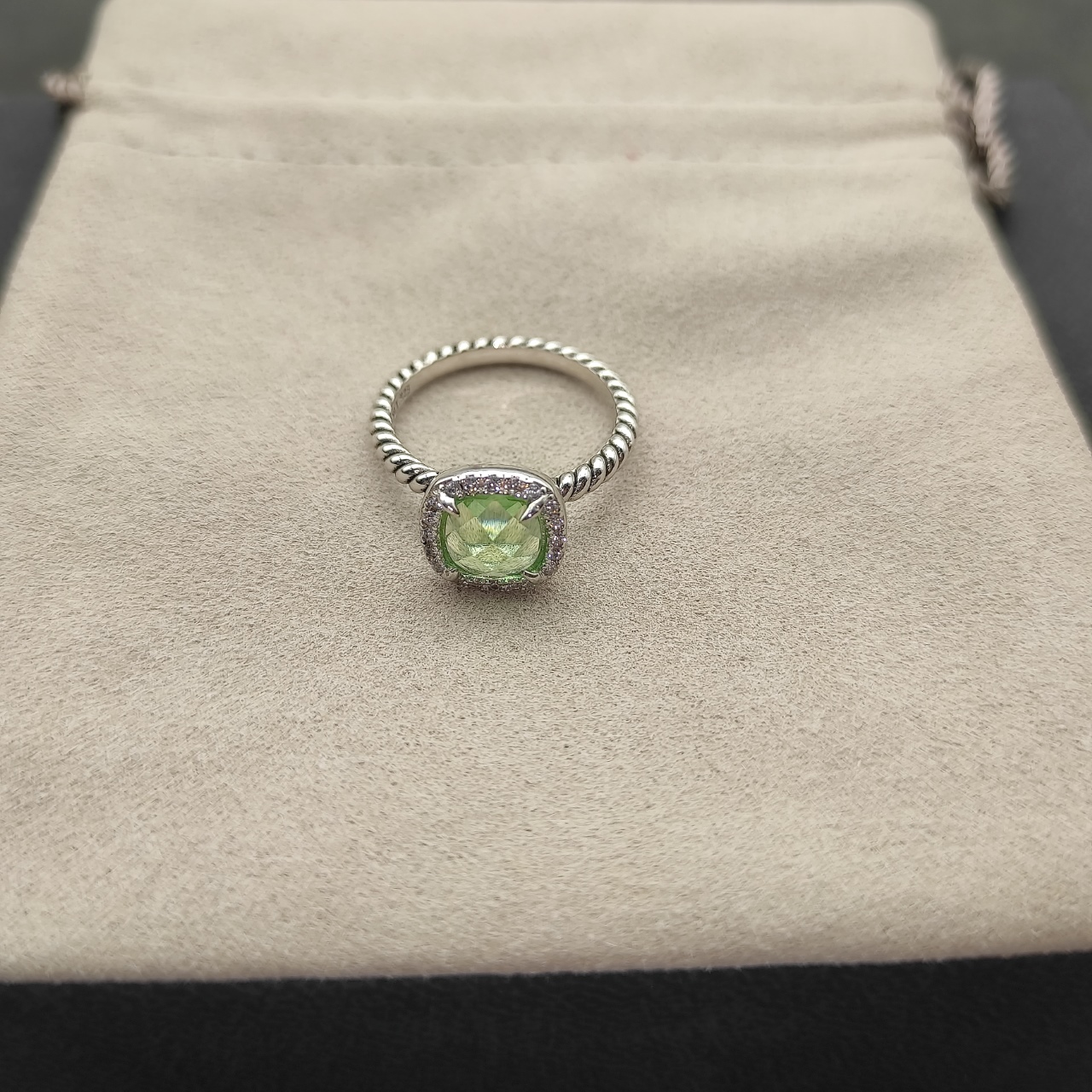 David Yurman Quadrilateral Green Diamond Ring, Size 6-9, DYJZ-077 - 图片 4