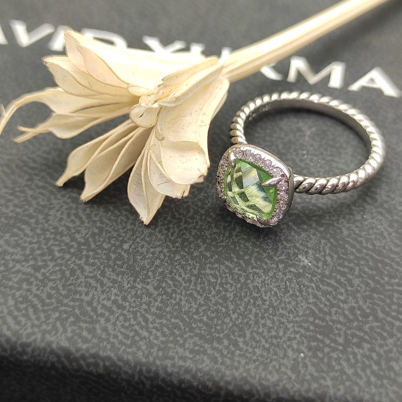 David Yurman Quadrilateral Green Diamond Ring, Size 6-9, DYJZ-077 - 图片 5