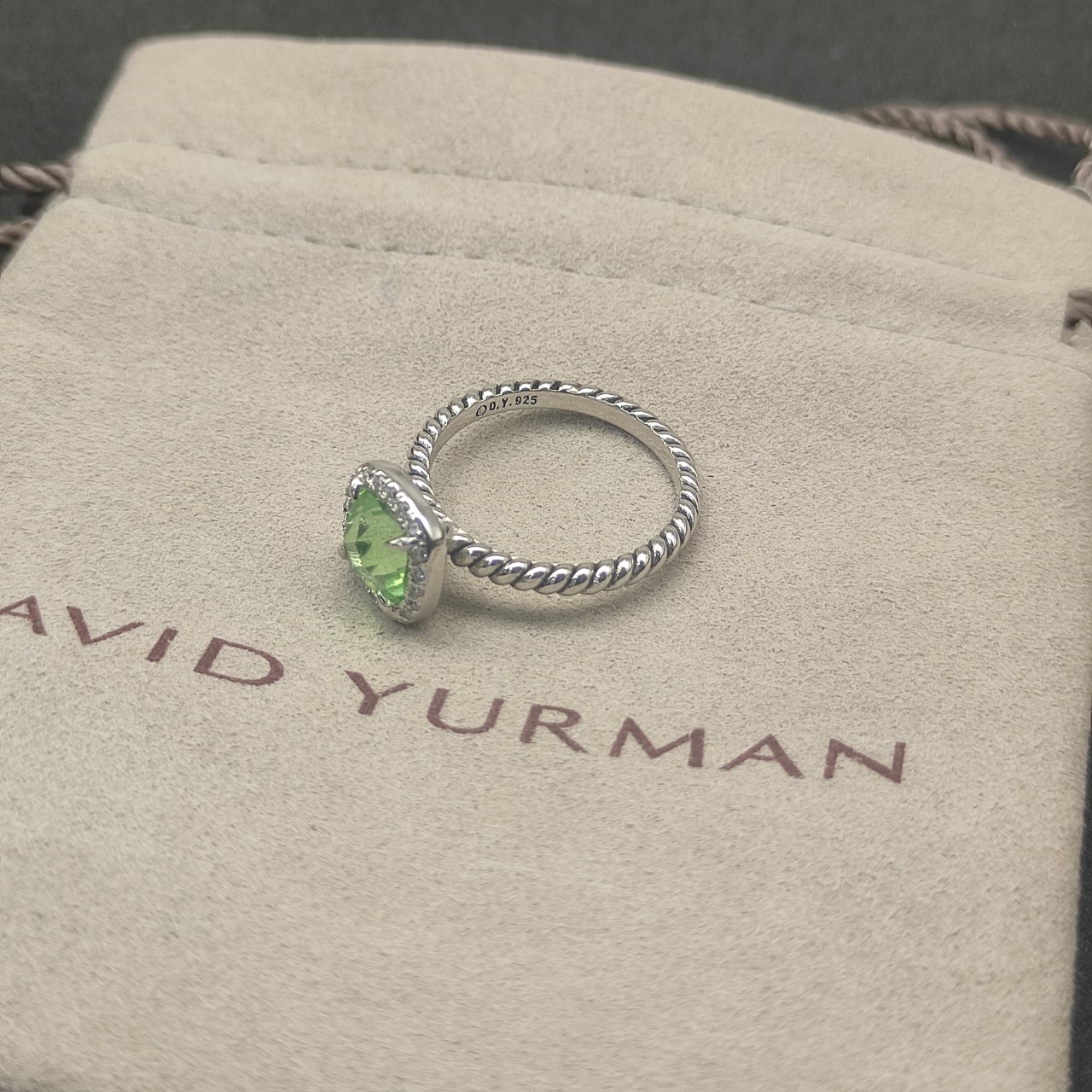 David Yurman Quadrilateral Green Diamond Ring, Size 6-9, DYJZ-077 - 图片 7