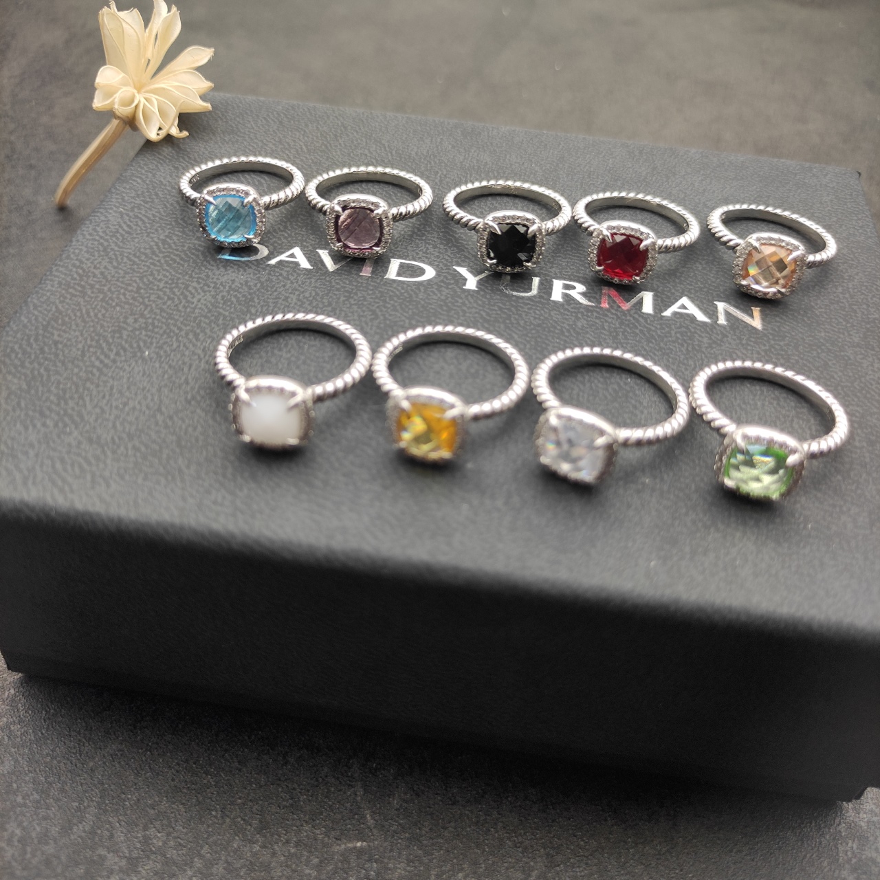 David Yurman Quadrilateral Green Diamond Ring, Size 6-9, DYJZ-077 - 图片 8