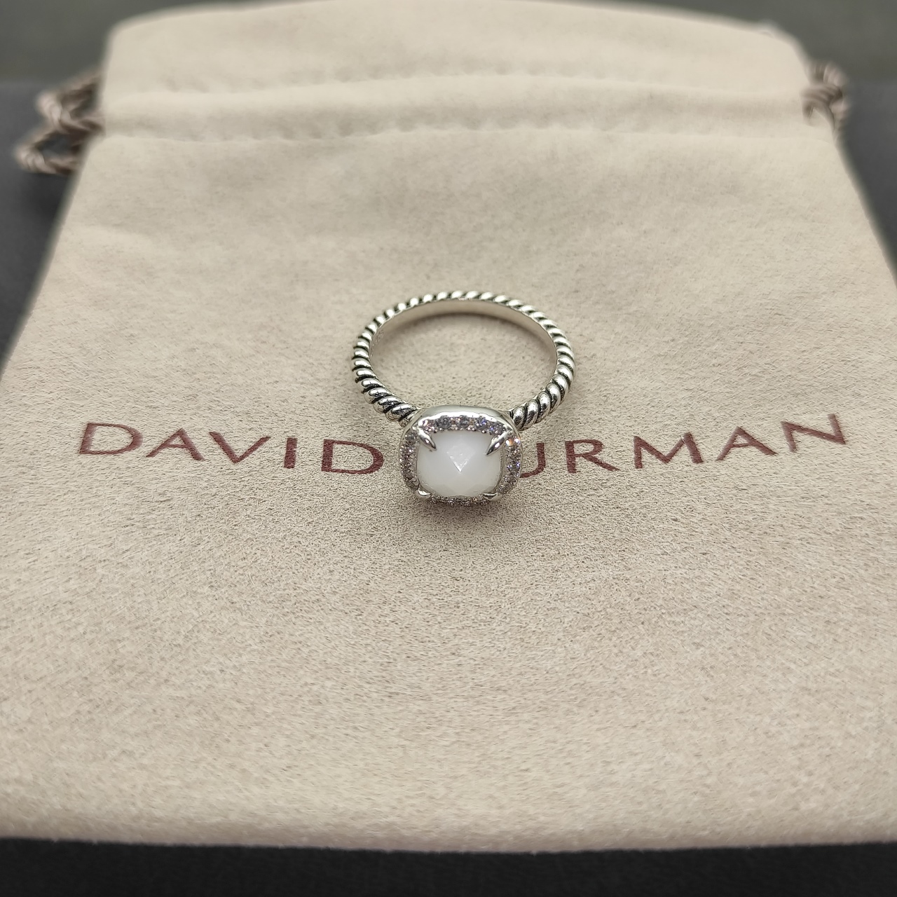 219 💰David Yuurman Four-clawed Ring, White Manau No. DYJZ-078 - 图片 3