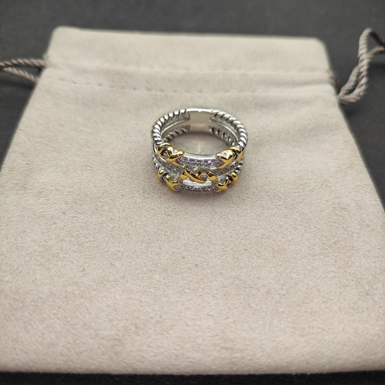 219 💰David Jurman, three rows of diamond ring, size: beauties, 6-7-8-9, four. No. DYJZ-081 - 图片 3