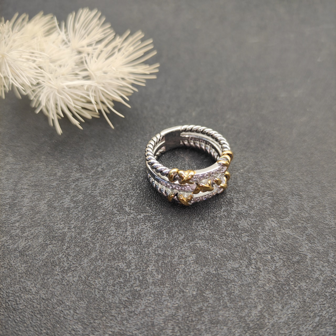 219 💰David Jurman, three rows of diamond ring, size: beauties, 6-7-8-9, four. No. DYJZ-081 - 图片 5