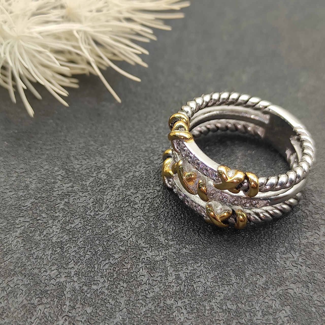 219 💰David Jurman, three rows of diamond ring, size: beauties, 6-7-8-9, four. No. DYJZ-081 - 图片 6