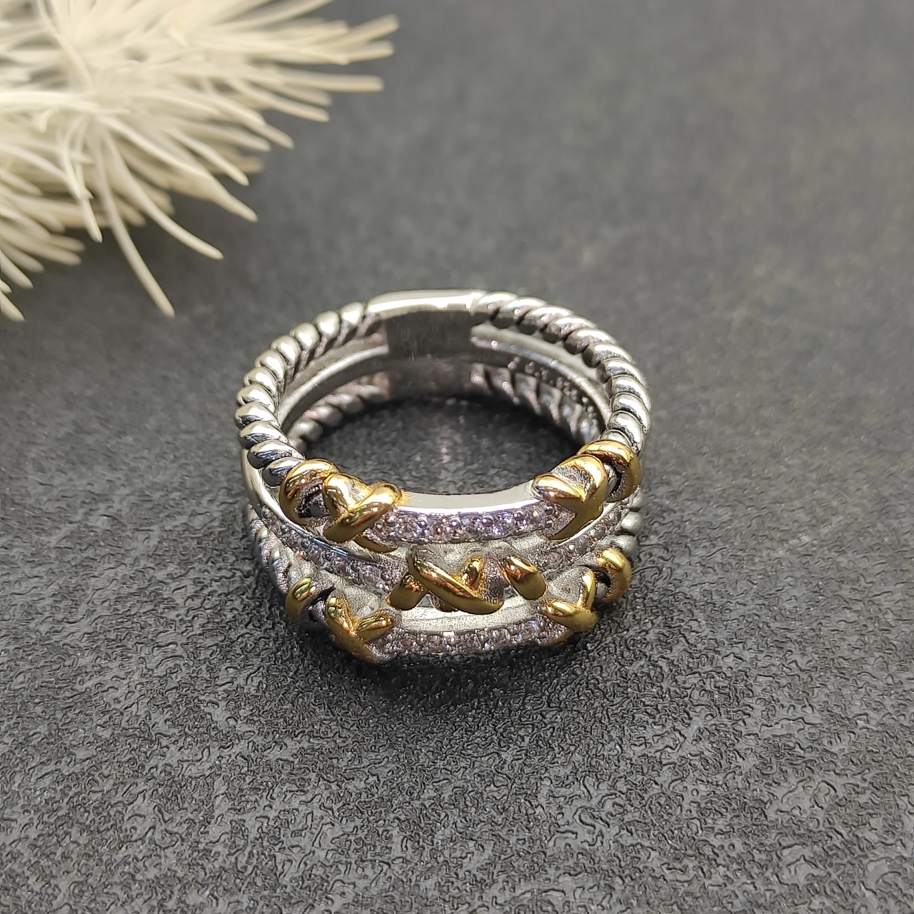 219 💰David Jurman, three rows of diamond ring, size: beauties, 6-7-8-9, four. No. DYJZ-081 - 图片 7