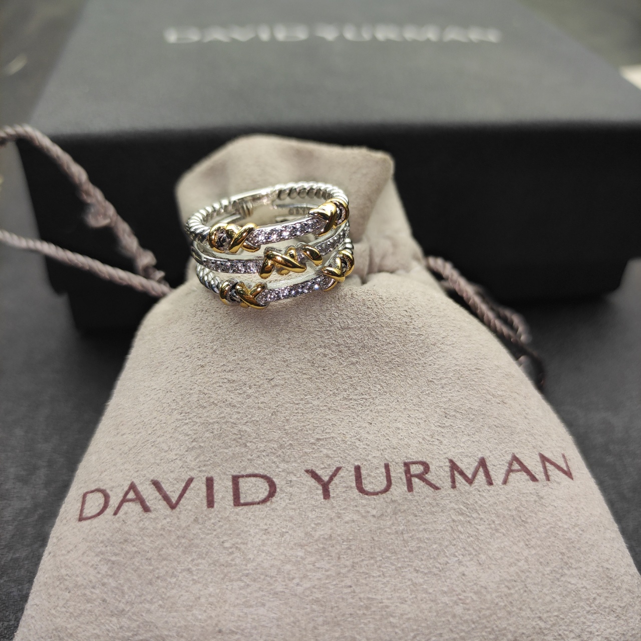 219 💰David Jurman, three rows of diamond ring, size: beauties, 6-7-8-9, four. No. DYJZ-081 - 图片 8