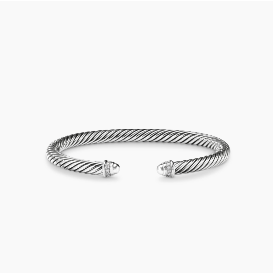 NO:109422,New David Yurman 5mm silver with diamond round head. It is recommended to wear a hand circumference of 16-20cm. Number DYSZ-207, jewelry quality19860909上新 David Yurman 5mm银色带钻圆头.建议适合佩戴的手围16-20cm 编号DYSZ-207,饰品精品,Jewelry
