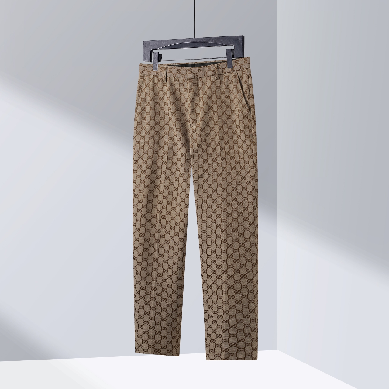 GUCC*/Gucci pantalones de vestir de sarga de algodón con jacquard de doble G completo. Tallas: 30.31.32.33.34.36.38. Co…