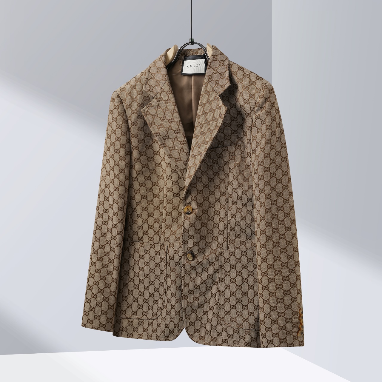 GUCC*/Gucci traje de sarga de algodón con jacquard de doble G completo. Tallas: 48.50.52.54.56.58. Color: caqui