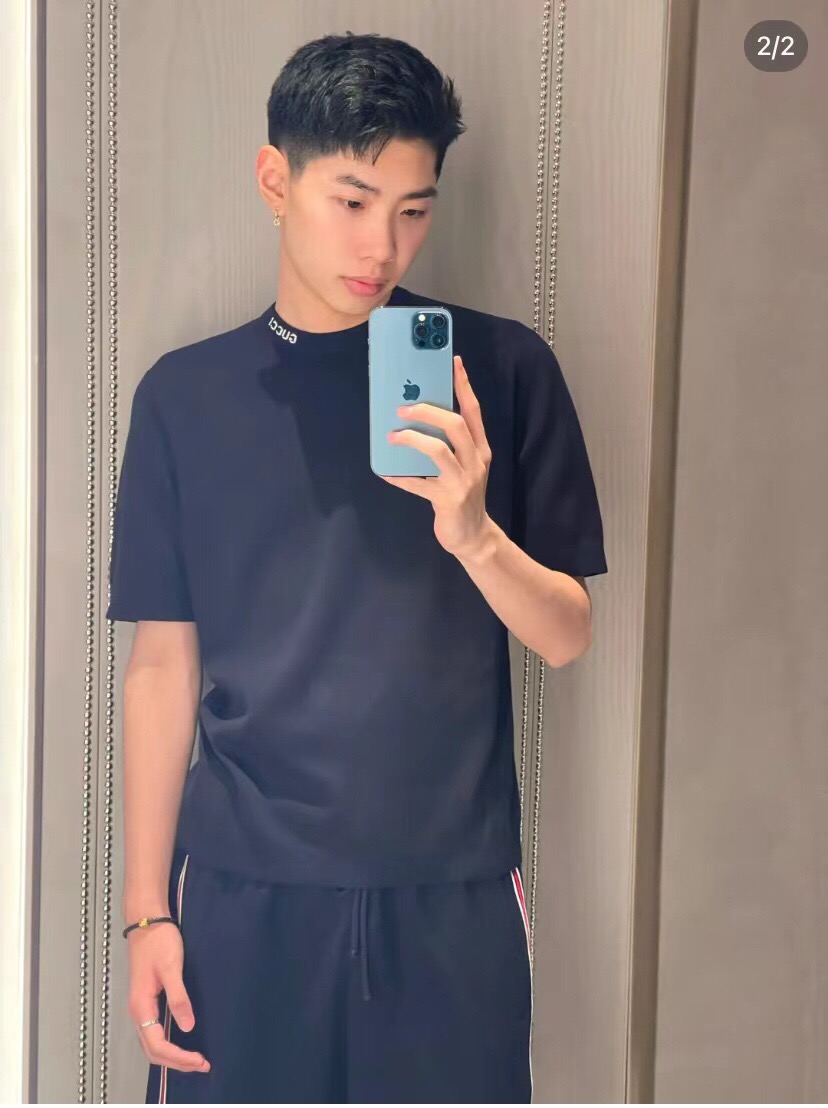 Gucci 24ss新款领口提花字母针织短袖 上身效果#