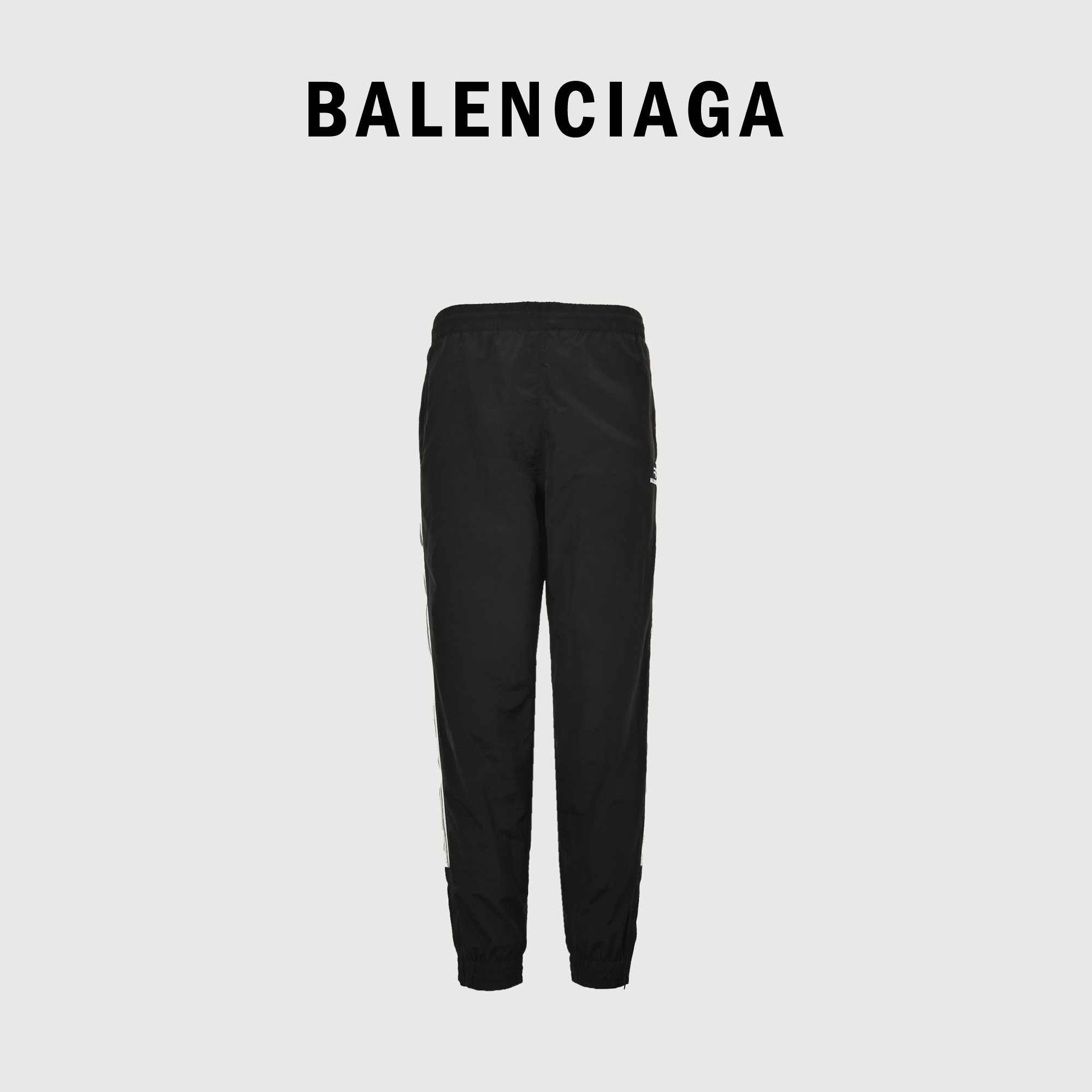 BALENCIAGA/巴黎世家BLCG 3M双钩字母刺绣黑白拼接直筒长裤