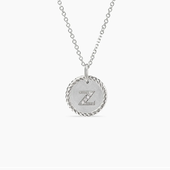 NO:109231,David Yurman round brand diamond letter necklace Z, available in gold and silver. Length 42 3 3cm delay chain, jewelry fine, necklace19860909David Yurman 圆牌镶钻字母项链Z ,有金色银色两款.长度42 3 3cm延迟链,饰品精品,necklace,Jewelry