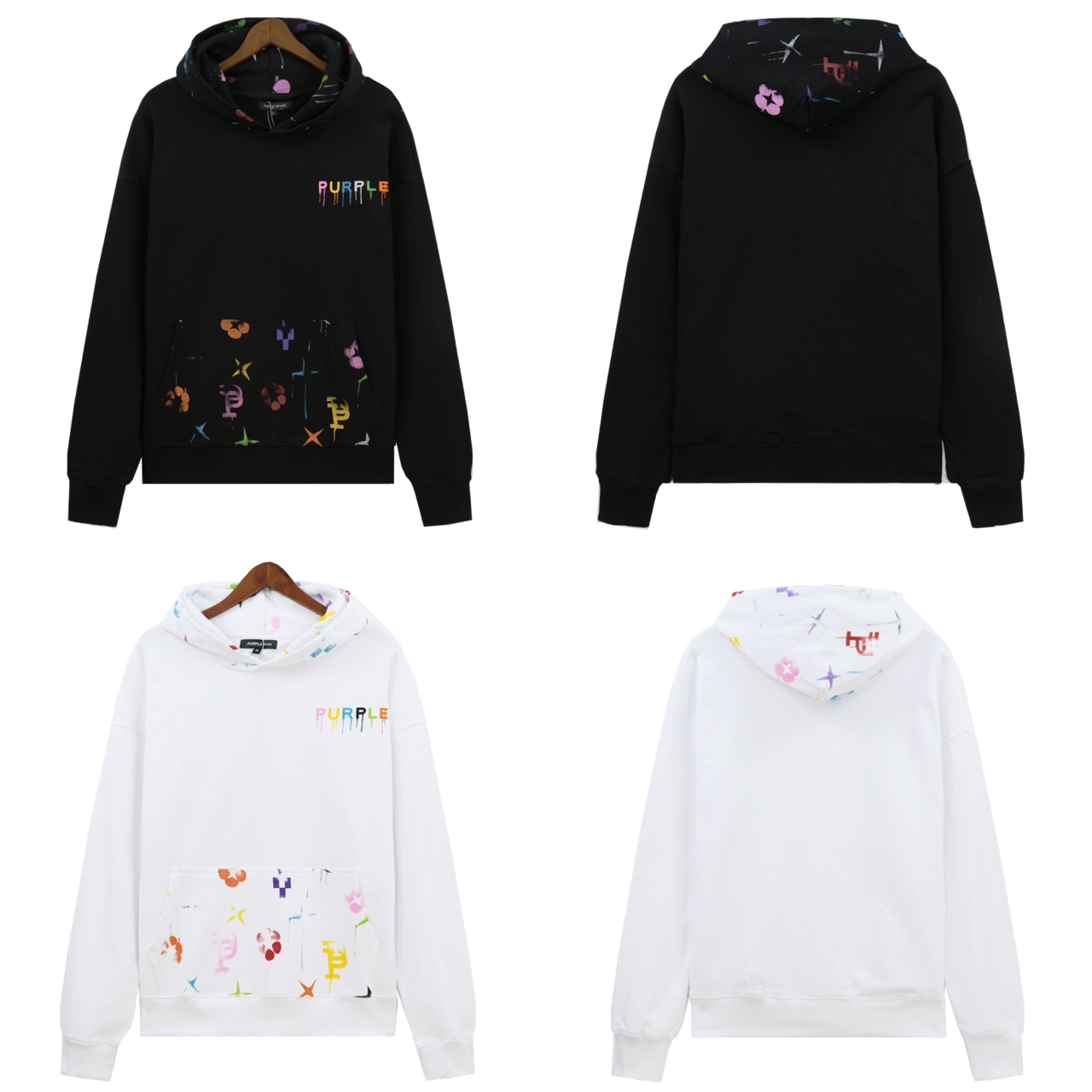 Classic Letter-Printed Coat with Hat in Black & White, 360g Flour Sweaters. - 图片 2