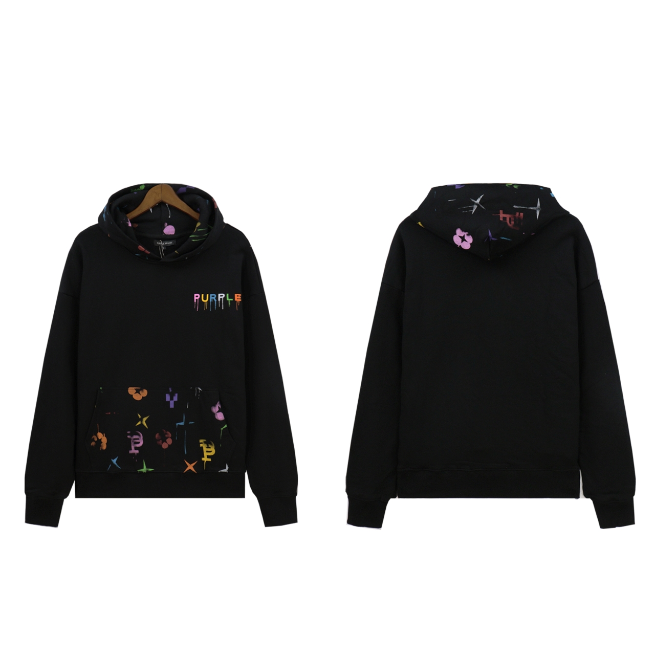 Classic Letter-Printed Coat with Hat in Black & White, 360g Flour Sweaters. - 图片 4