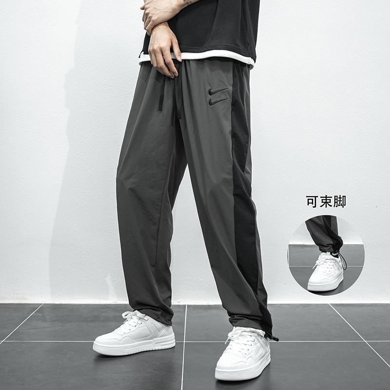 Nike Clothing Pants & Trousers Black Grey Embroidery Unisex Men Summer Collection Fashion Casual