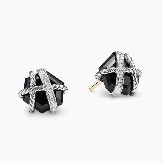 NO:108935,V gold new. David Yurman hexagonal diamond earrings, black agate, blue crystal, white crystal, size 11mm, fine jewelry19860909V金上新.David Yurman 六角钻耳钉 黑玛瑙 蓝水晶 白水晶 尺寸11mm,饰品精品,Jewelry