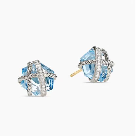 NO:108910,V gold new. David Yurman hexagonal diamond blue crystal earrings size 11mm, fine jewelry19860909V金上新.David Yurman 六角钻蓝水晶耳钉 尺寸11mm,饰品精品,Jewelry