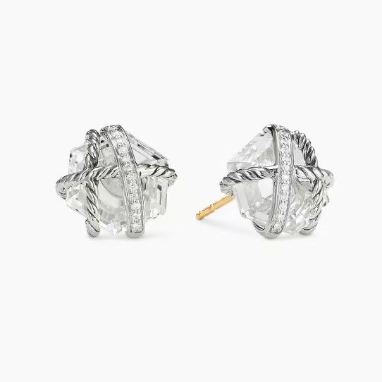 NO:108932,V gold new. David Yurman hexagonal diamond white crystal earrings size 11mm, fine jewelry19860909V金上新.David Yurman 六角钻白水晶耳钉 尺寸11mm,饰品精品,Jewelry